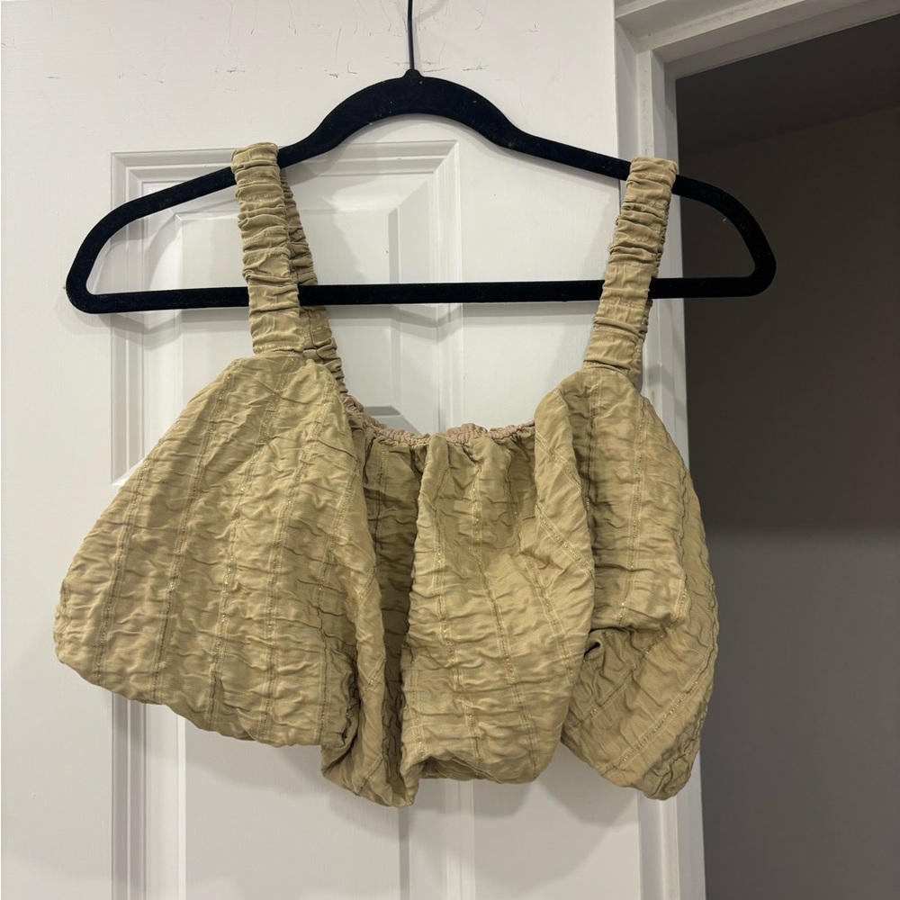 Tan Ruched Crop Top